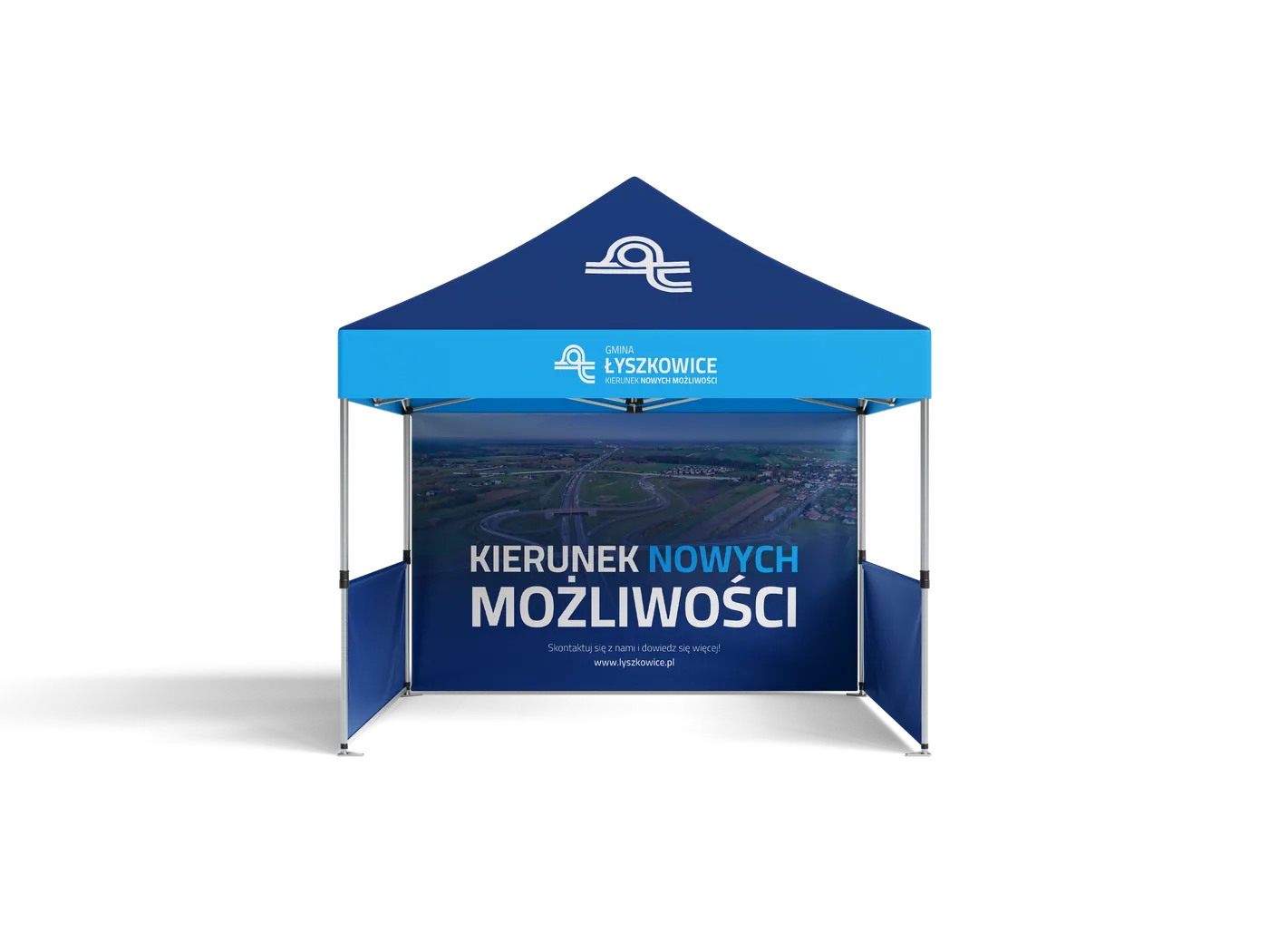 Namiot promocyjny 3×3 m Gminy Łyszkowice na imprezie plenerowej
