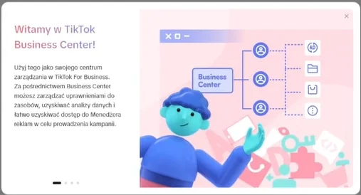 Ekran powitalny po utworzeniu TikTok Business Center.